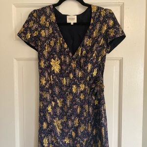 Sezane Navy Wrap Dress Size 34
